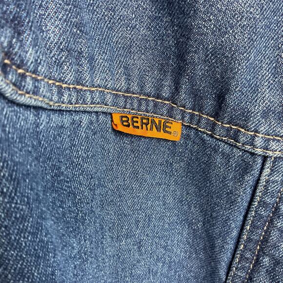 Berne Mens Pure Cotton Denim Bib Overalls Workwear Medium Wash 48 x 32 - Picture 8 of 10